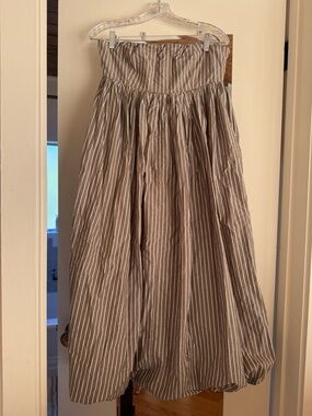 Lucky Brand women’s Strapless Brown & White Striped Maxi Dress